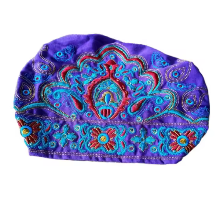 Bandanas de flores bordadas a la moda, turbante de estilo étnico mexicano, gorros Vintage transpirables para cubrir el cabello para mujer - 1
