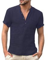 Camisas de lino con botones para hombre, camisa informal de manga corta para playa, hawaiana, para vacaciones, talla S-5XL - details 4