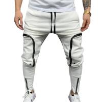 Pantalones Cargo para Hombres de Longitud Completa Color Sólido, Ajuste Suelto, Múltiples Bolsillos con Cordón - details 0