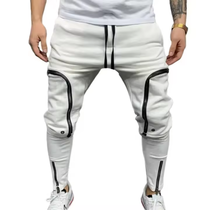 Pantalones Cargo para Hombres de Longitud Completa Color Sólido, Ajuste Suelto, Múltiples Bolsillos con Cordón - 1