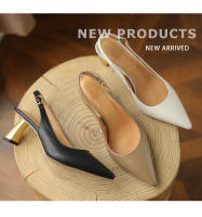 Sandalias Retro Baotou De Tacón Medio para Mujer, Tacones Altos De Aguja De Cuero Suave - details 2