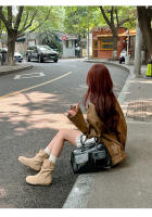 Interior aumento de altura retro heap botas mujer otoño invierno plisado western cowboy botas slim botines - details 16