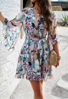 Vestido fluido sin tirantes con estampado floral bohemio para mujer, verano 2025 - details 19