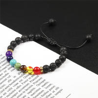 2 uds piedra Natural 7 Chakra curación con cuentas pulseras trenzadas ajustables hombres 8mm pulsera elástica de Lava mujeres Reiki joyería de Buda - details 6