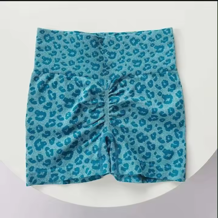 Shorts de Pantalón de Leopardo de Alta Estirabilidad Monos sin Costuras, Cintura Enfriada, Levantamiento de Cadera para Fitness, Correr, Yoga - 1