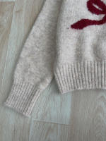 Suéter Rou combinado con lazo gris, ropa suave para mujer - details 8