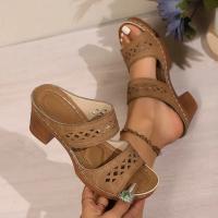 Sandalias de Tacón Grueso Retro con Espacio Hueco Zapatillas de Tacón Alto Ligereas para Mujer - details 2