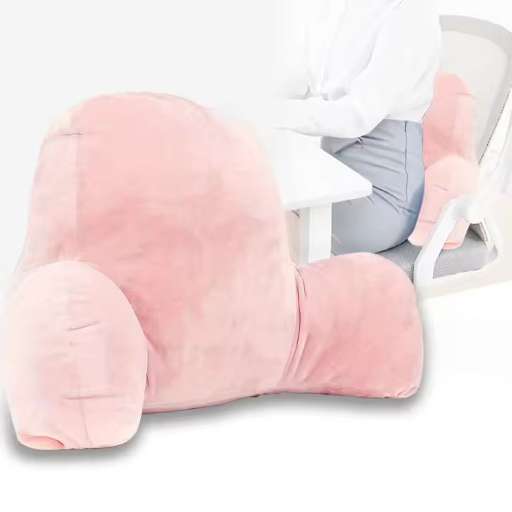 Cojín de Lumbar Rosa de Terciopelo de Cristal Suave Soporte Cervical y Espinal para Sofá, Cama, Oficina Almohada de Fibra Hueca Ideal - 1