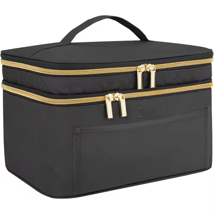 Scttomon Bolsa de Maquillaje de Viaje de Doble Capa Estuche Cosmético Grande para Accesorios de Viaje Organizador de Botellas y Pinceles - 1