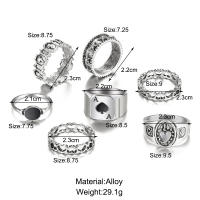 Conjunto de anillos de billar de póker de color plateado Vintage Punk para mujer Anillos de corazón gótico Hip Hop Y2k joyería de regalo masculina de moda coreana - details 7