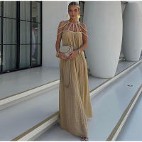 Vestidos largos sin mangas para mujer, con espalda descubierta ropa holgada, elegante, para playa, vacaciones, fiesta, verano - details 0