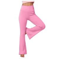 Malla, Tiro Bo Camping Yoga Malla Usada Con Corte De Bota, Pantalones De Entrenamiento Cómodos Para Mujer, Rosa Informal - details 1