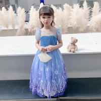 Vestido de princesa para niñas, disfraz de Elsa para Halloween, carnaval, fiesta de cumpleaños, tela azul - details 5