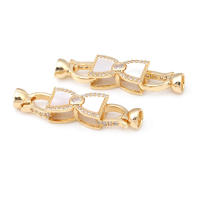 2 juegos de conectores de latón y circonita y concha de Color dorado de 18K para collares, cierres de pulsera, suministros para fabricación de joyas, accesorios Diy - details 30