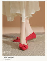 Tendencia francesa solo zapatos de mujer 2025 nuevo estilo de hadas arco versátil gamuza puntiaguda zapatos planos - details 11