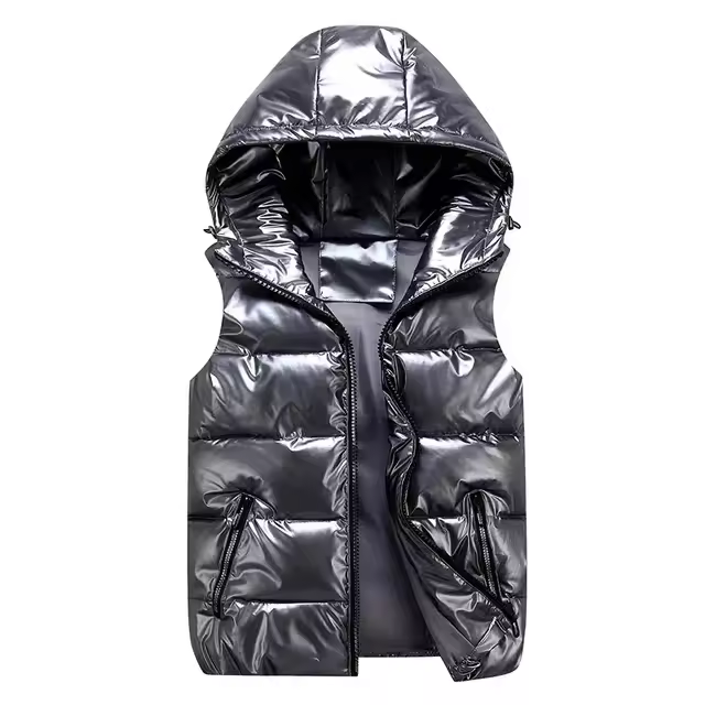 Chaleco brillante para hombre, calentador corporal, cortavientos ligero, chaqueta de plumón, tejido de invierno - 1