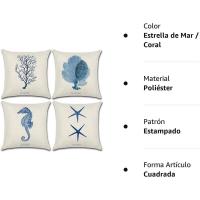 Fundas de Almohada Decorativas de Poliéster 45x45cm Juego de Mar y Coral Lavado en Máquina - details 5