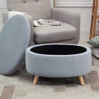Taburete de Almacenamiento de Terciopelo Puff Tapizada con Tapa Extraíble Patas de Madera - details 17