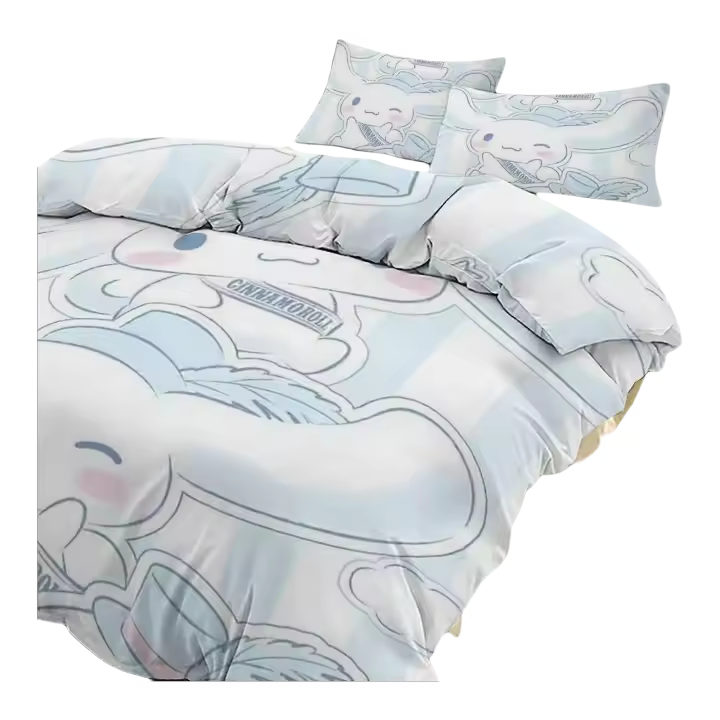 Juego de Ropa de Cama Cinnamoroll 3 Piezas de Cojín y Funda de Cama Tamaño Cama Doble, Plena, Rey - 1