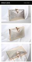Bolso de mano de boda para mujer, Cartera de noche dorada, monedero de fiesta para novia, bolso de hombro con cierre de hoja de Metal - details 1