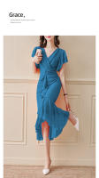 Vestido francés cheongsam mejorado, nuevo estilo para mujer, temperamento de alta gama, ceñido a la cintura, vestido estilo Tianchang de verano - details 15