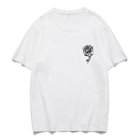 Top casual de algodón peinado con diseño de estampado creativo, rosa romántica de verano Unisex, 170g - details 14