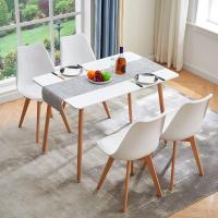 Juego de Mesa de Comedor y Sillas, 1 Mesa Redonda de 80 cm + 4 Sillas Blancas, de Diseño Nórdico - details 52