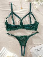 Conjunto de lencería erótica de encaje floral, sujetador de busto abierto y tanga de entrepierna abierta, ropa sexy para mujer - details 13