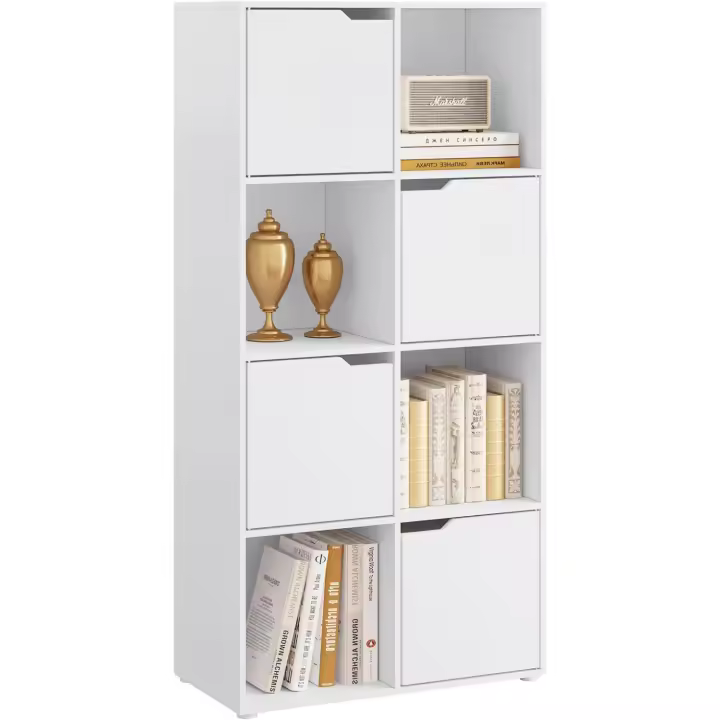 Estantería Blanca de 8 Cubos Armarios de Almacenamiento con Puertas Ideal para Estudio, Dormitorio, Sala de Estar Tamaño 60x30x120 cm - 1