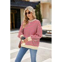 Sudaderas de cuello redondo a rayas para mujer con prendas de vestir exteriores de colores contrastantes - details 11