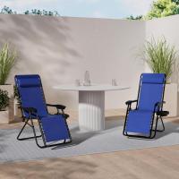 Set de 2 Sillas de Jardín Plegables Silla de Gravedad Cero Reclinable con Soporte para Bebidas y Reposacabezas Extraíble Carga Máxima 120kg Negro - details 19