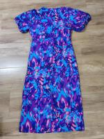 2025 Vestido de verano para mujer, azul, estampado, cuello en V, cintura sin tirantes, manga corta - details 25