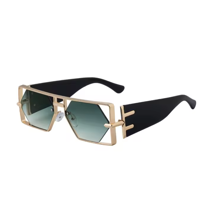 Gafas de sol cuadradas huecas de moda 2025 para hombre, personalidad, montura de metal de alta calidad, resistentes al sol. - 1