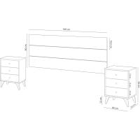 Dos mesitas de noche, cabecera para cama de matrimonio, blanco Artik y blanco Velho, medidas: 272 cm (ancho) x 116 cm (alto) x 33,5 cm (fondo) - details 2