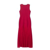 Vestido largo de verano 2025 PB y ZA versátil, informal, sin mangas, con cuello redondo, tejido de punto, para mujer - details 2