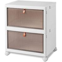 Caja de almacenamiento de plástico plegable, gruesa y duradera, transparente, apilable con tapas y ruedas, para dormitorios, salas de estar, coche - details 13
