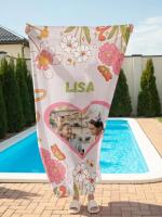 1 toalla personalizada con patrón personalizado, personalizada con su nombre y foto, adecuada para usar en la playa - details 1
