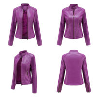 Chaqueta de cuero de imitación para mujer, chaqueta de motocicleta, delgada, corta, pu, primavera y otoño - details 13