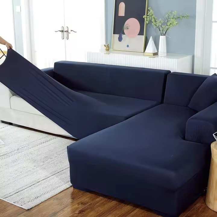 Funda de Sofá Extensible y Elástica en Forma de L Revestimiento Universal Lavable para 1/2/3/4 Plazas Hecha de Poliéster con Patrón Sencillo - 1