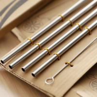 Pajita de acero inoxidable para beber, juego de pajitas de plata curvadas y rectas de 6mm, reutilizable, 2 paquetes de 5 unids/lote por paquete - details 7