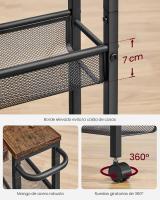 Carro de 4 Niveles, Carro Estrecho de Cocina con Ruedas, con Asa, para Espacio Reducido, 22 x 45,4 x 77 cm, para Cocina, Baño, Salón, Estudio, Marrón Rústico y Negro LRC033B01 - details 53