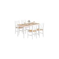 Juego de mesa de comedor para 4 personas, 110 cm Juego de mesa de cocina para 4, 2 sillas con respaldo, banco para 2 personas con estante de almacenamiento, juego de muebles nido para comedor - details 13