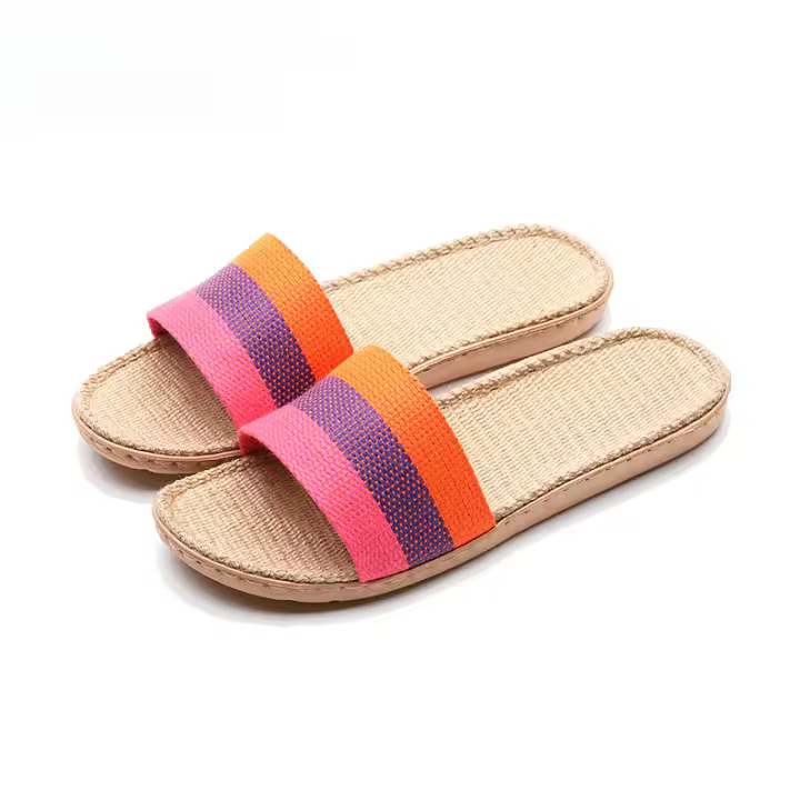 Zapatillas de lino, par de verano, zapatillas frescas absorbentes de sudor, zapatillas de casa Eva, zapatillas. - 1