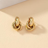 Pendiente De Anillo Con Nudo En Oro Y Plata Para Mujer Obega Joyería De Moda Brillante Para El Día Estilo Clásico Geométrico - details 0