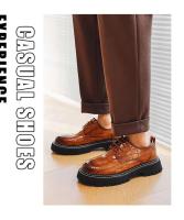 Zapatos de vestir gruesos hechos a mano para hombre, informales, de cuero, de alta calidad, color negro, para fiesta de lujo - details 13