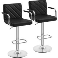 Juego de 2 Taburetes de Bar Altura Ajustable 92-113,5cm Sillas de Bar Asientos Giratorios Diseño Moderno Taburetes Altos Negro - details 26