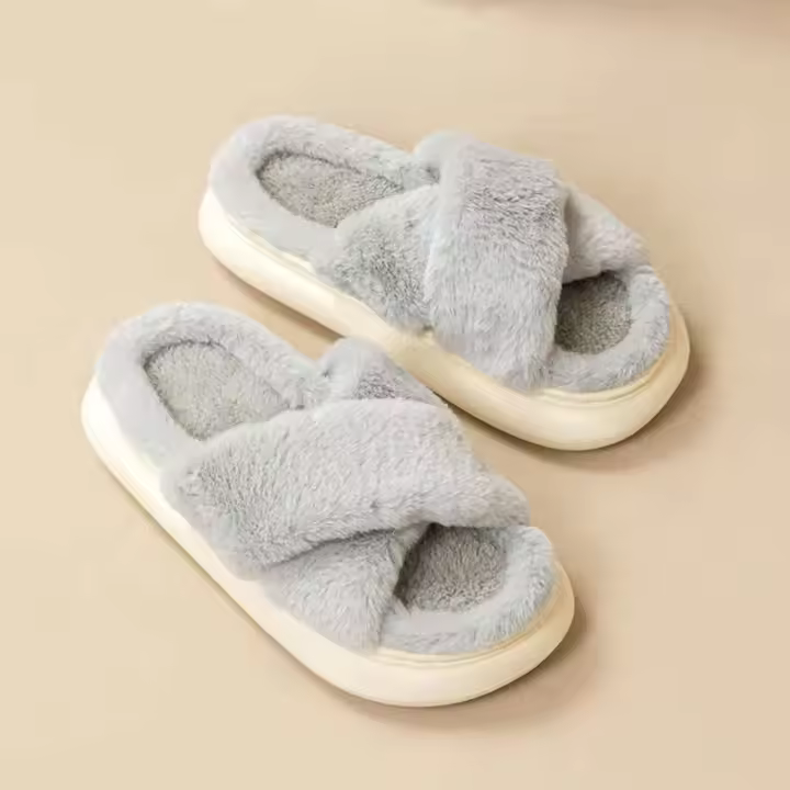 Zapatillas de casa de interior de otoño e invierno para mujer, antideslizantes, con parte inferior gruesa, de algodón lunar para mobiliario - 1