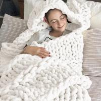 Chunky Knit Blanket Throw, Cream Yarn Chunky Blanket, Large Chunky Knit Throw Blanket for Couch, Chunky Throw Blanket for Bed - details 3