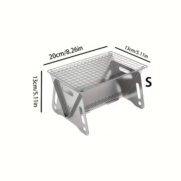 Barbacoa portátil para exteriores, pequeña parrilla plegable, estufa de leña de acero inoxidable, picnic, cocina - 1