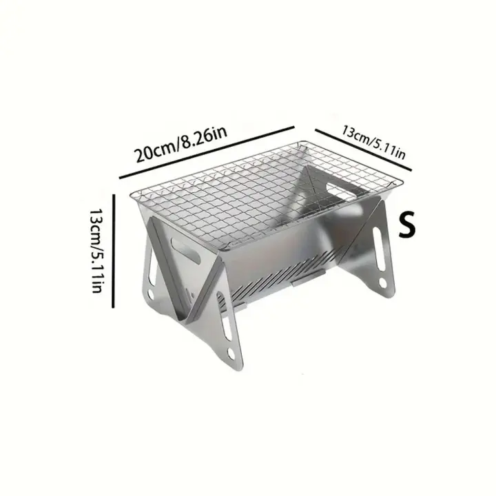 Barbacoa portátil para exteriores, pequeña parrilla plegable, estufa de leña de acero inoxidable, picnic, cocina - 1